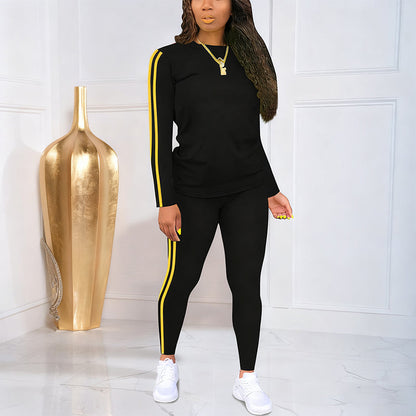 Maren long sleeve top and pants set with side stripes