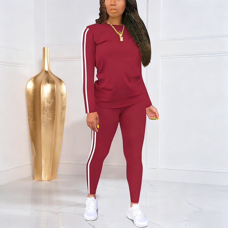 Maren long sleeve top and pants set with side stripes