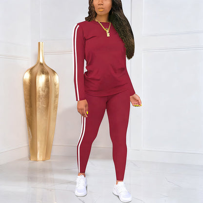 Maren long sleeve top and pants set with side stripes