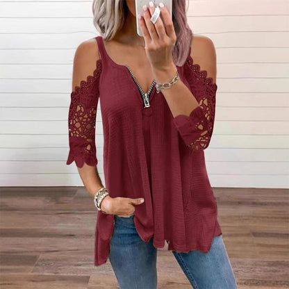 Ruby - Lace Off-Shoulder Zip Top