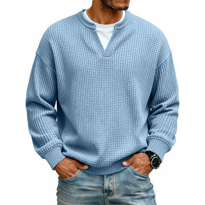 Corbin - Textured Mock-Layer Waffle Sweater
