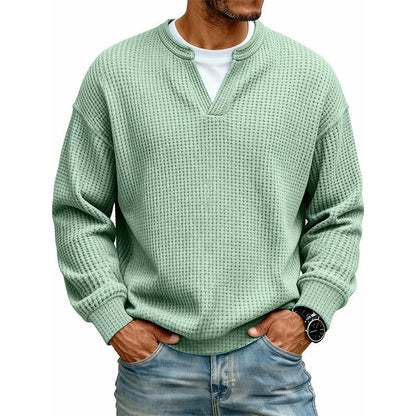 Corbin - Textured Mock-Layer Waffle Sweater