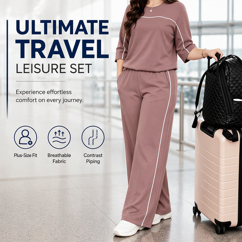 Ebba casual short-sleeve top and pants set for women - view 1