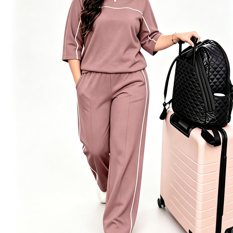 Ebba casual short-sleeve top and pants set for women - view 17