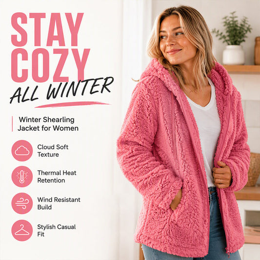 Ylva cozy fuzzy hooded zip jacket for women