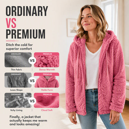 Women's fuzzy hooded jacket for everyday warmth