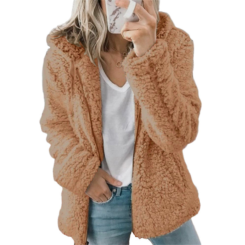 Ylva soft fuzzy zip-up jacket with hood