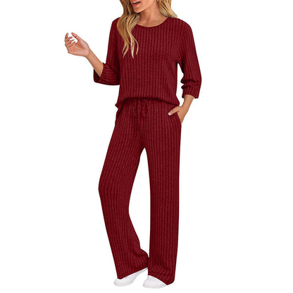 Hedda ribbed knit top and straight pants set for women - view 13
