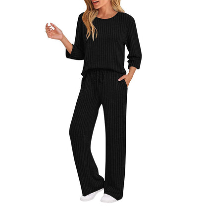 Hedda ribbed knit top and straight pants set for women - view 9