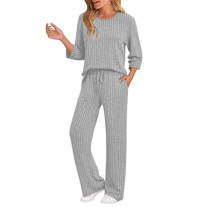Hedda ribbed knit top and straight pants set for women - view 11