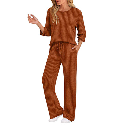 Hedda ribbed knit top and straight pants set for women - view 15