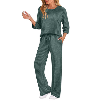 Hedda ribbed knit top and straight pants set for women - view 18