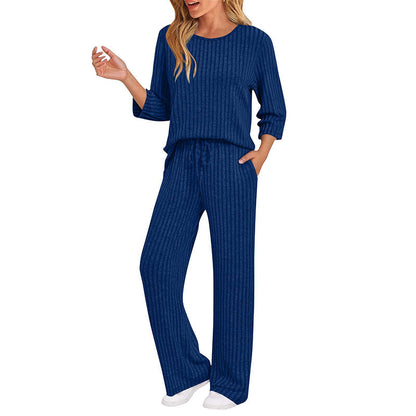 Hedda ribbed knit top and straight pants set for women - view 17