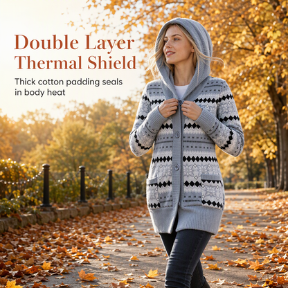 Elin hooded knit jacket with cotton lining for women - view 3
