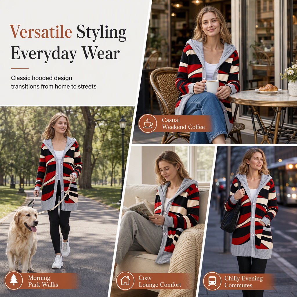 Elin hooded knit jacket with cotton lining for women - view 7