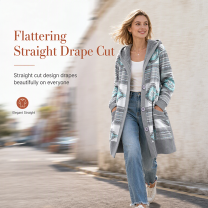 Elin hooded knit jacket with cotton lining for women - view 6
