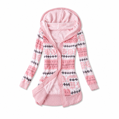 Elin hooded knit jacket with cotton lining for women - view 11