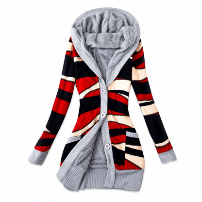 Elin hooded knit jacket with cotton lining for women - view 12