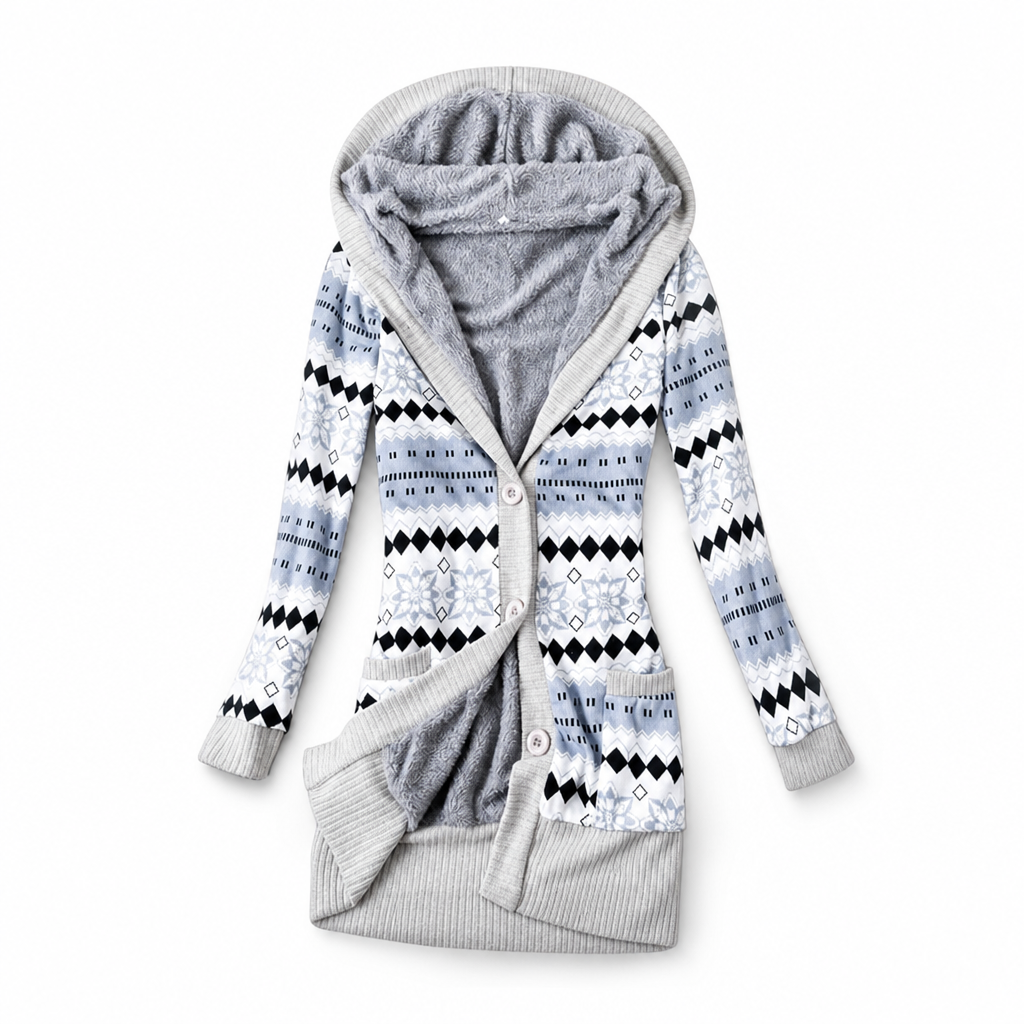 Elin hooded knit jacket with cotton lining for women - view 14
