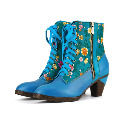 Floral Printed Vibrant Ankle Boots